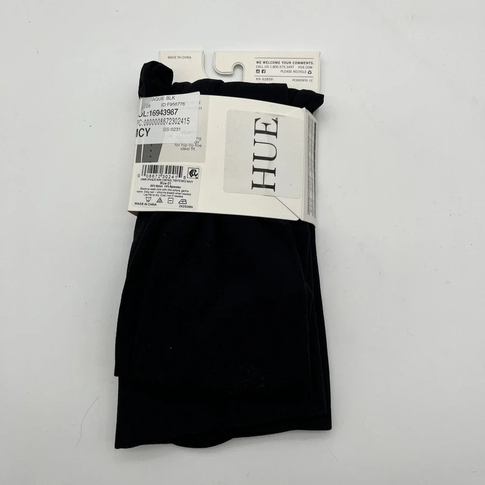 HUE Tights Women Size 1 Black Opaque Non-Control Top Perfit Technology U16889